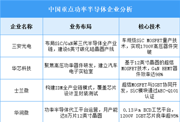 2025年中国功率半导体重点企业业务布局预测分析（图）
